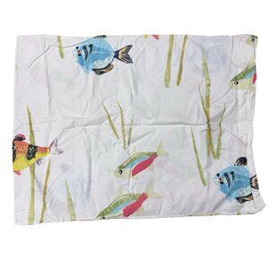 Garnet Hill Fish Beach Queen Set Duvet Cover Flat Fitted Sheet Pillowcase French